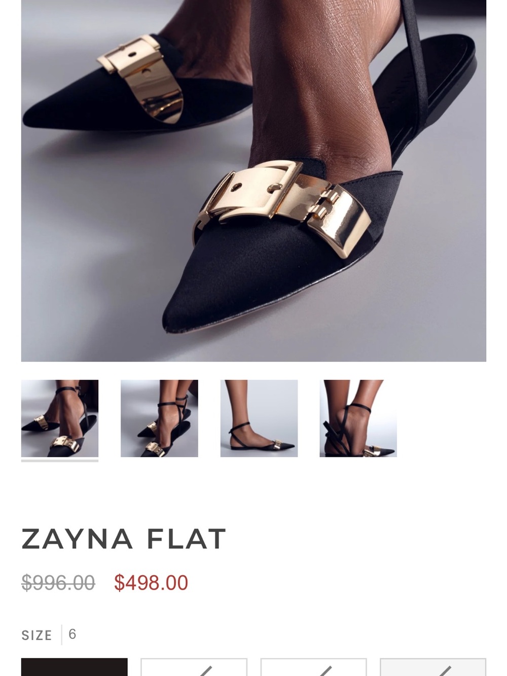 Black Flats with gold buckle